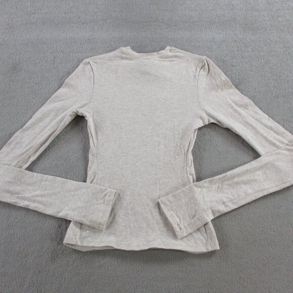 SKIMS Cotton Jersey Long Sleeve T Shirt Womens 2XS XXS Oatmeal Heather NEW NWT - Picture 3 of 8